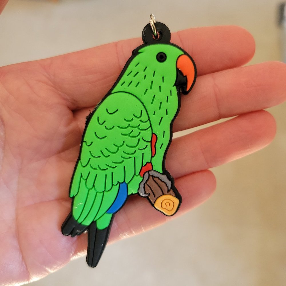 NEW Male Eclectus Keychain rubber/silicone parrot bird